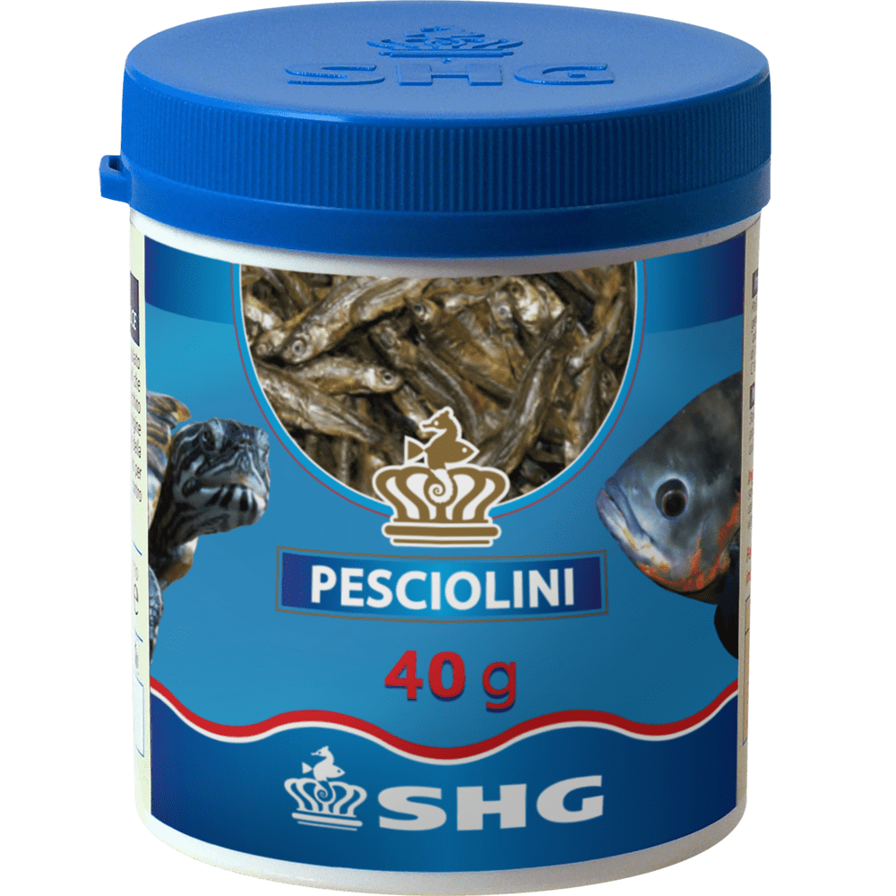 confezione di pesciolini, mangime per tartarughe d'acqua